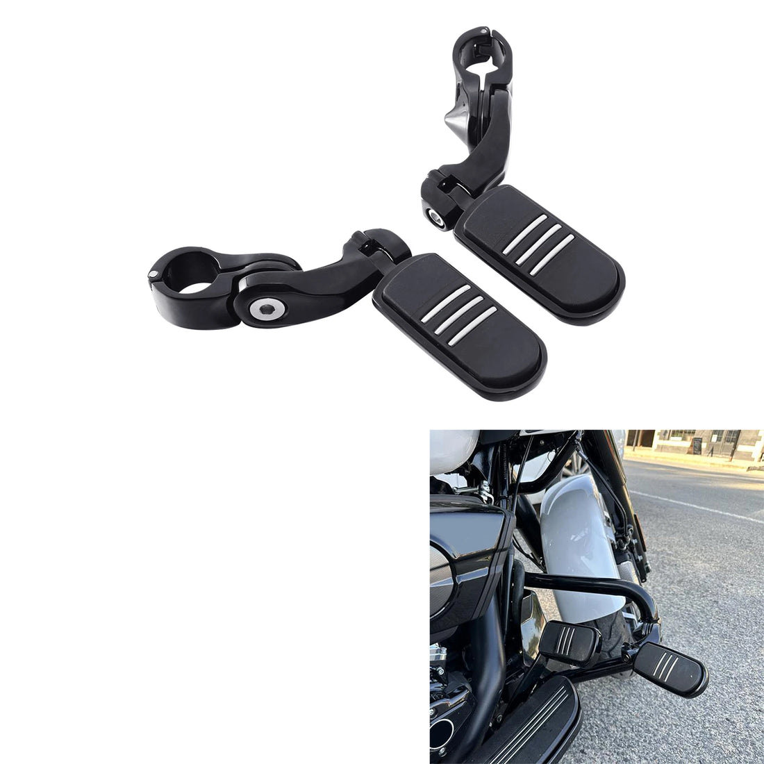 1-1/4" Short Angled Adjustable Highway Foot Peg Mount Fit For Harley Touring