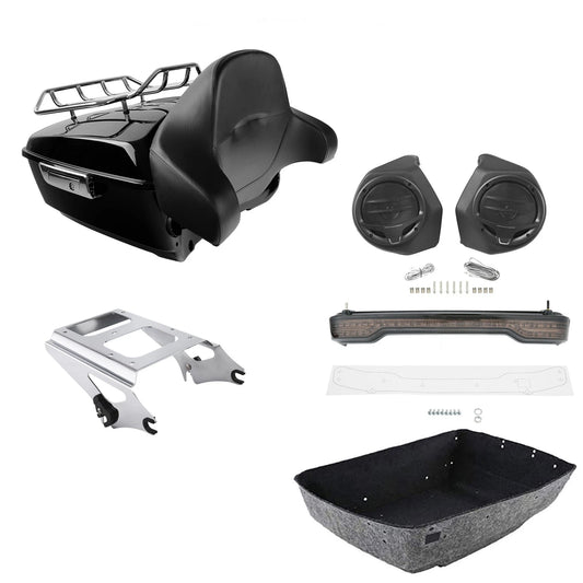 King Trunk Backrest Tail Light Rack Speakers Fit For Harley Road Glide 2009-2013