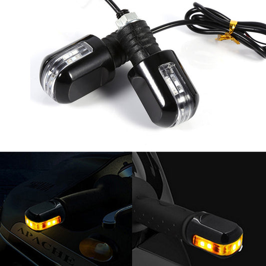 Motorcycle Handlebar Turn Signal Grip Bar End LED Plug Strobe Side Marker Light