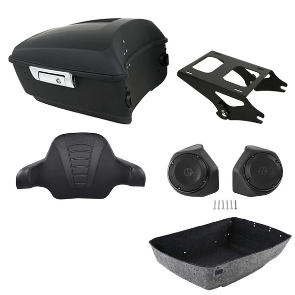 Matte Black King Trunk Speakers Backrest Mount Fit For Harley Touring 2014-2026