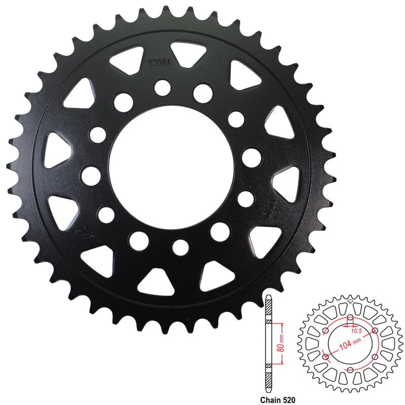 520 41T Rear Sprocket For Kawasaki ZX-6R Z800 ZX-10R ZX6R ZX1000 KXT250 ZXR400