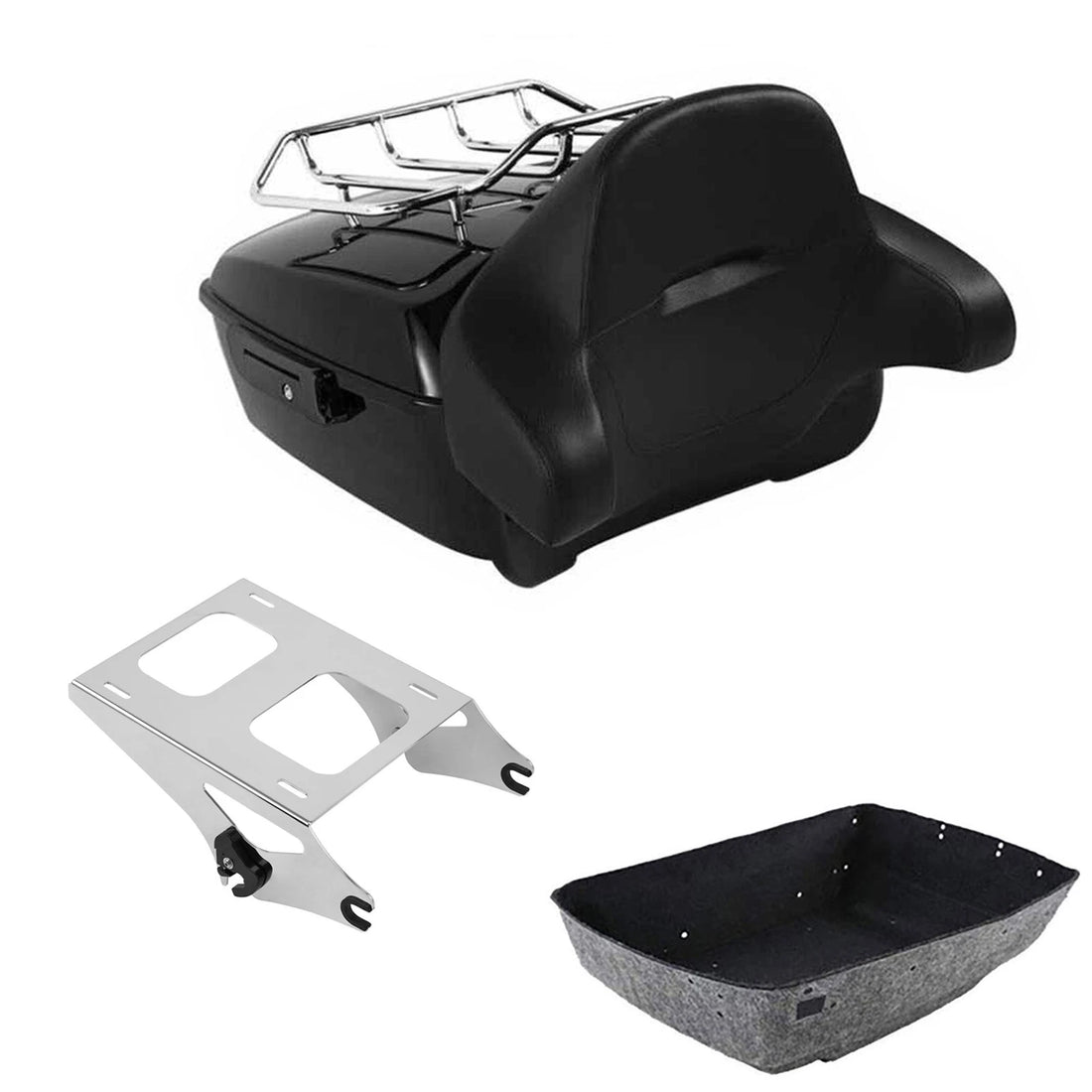 King Trunk Wrap Around Backrest Pad Rack Mount Fit For Harley Touring 2014-2026