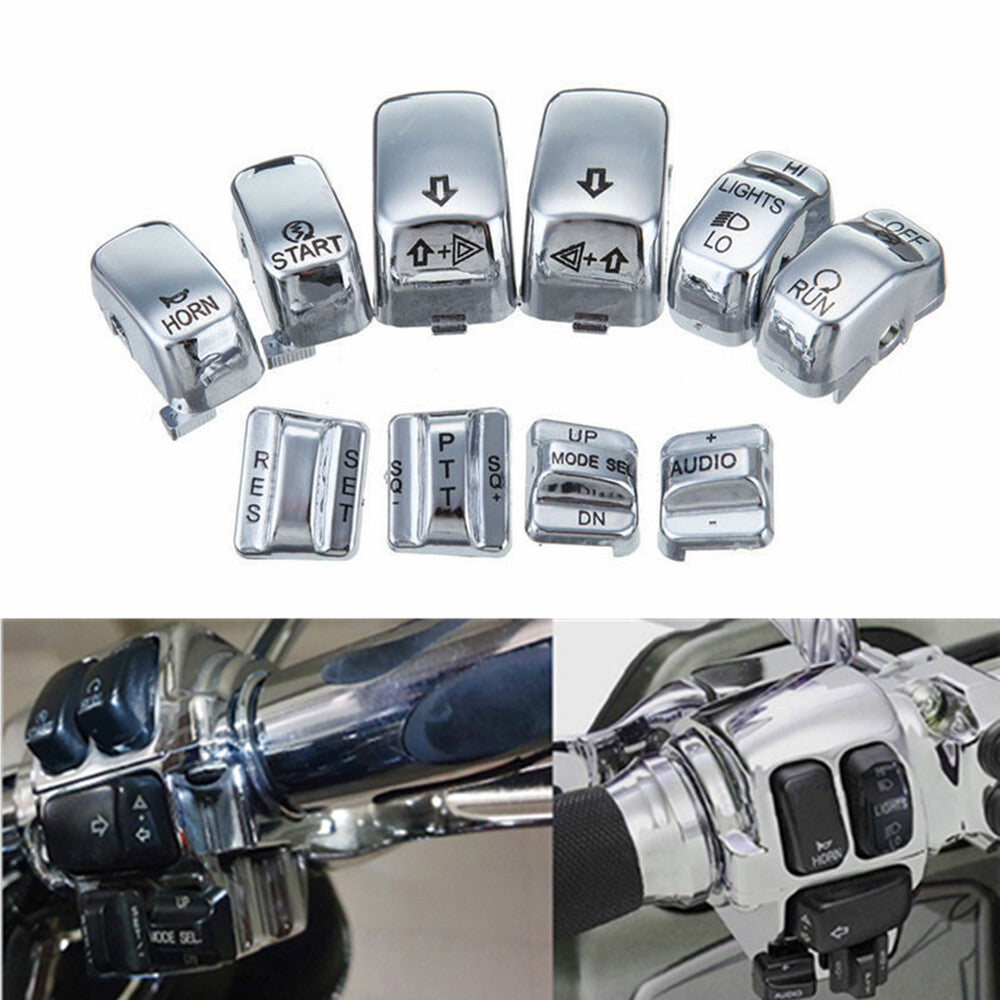 Chrome Hand Control Switch Buttons Caps For Harley Touring Electra Road Glide