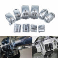 Chrome Hand Control Switch Buttons Caps For Harley Touring Electra Road Glide