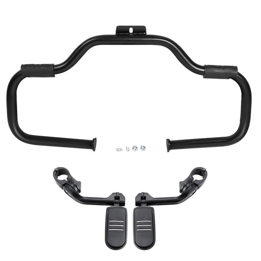 Matte Black Mustache Engine Guard Footpegs Mount Fit For Harley Softail 2000-17