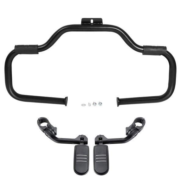 Matte Black Mustache Engine Guard Footpegs Mount Fit For Harley Softail 2000-17