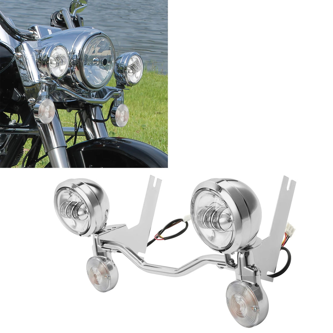 LED Passing Fog Spot Light Turn Signal Lamp Bar Fit For Harley Road King 94-24