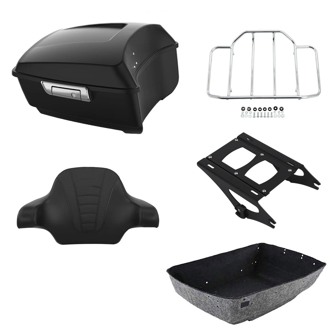 Matte Black King Trunk Backrest Rack Mount Fit For Harley Cvo Street Glide 14-26