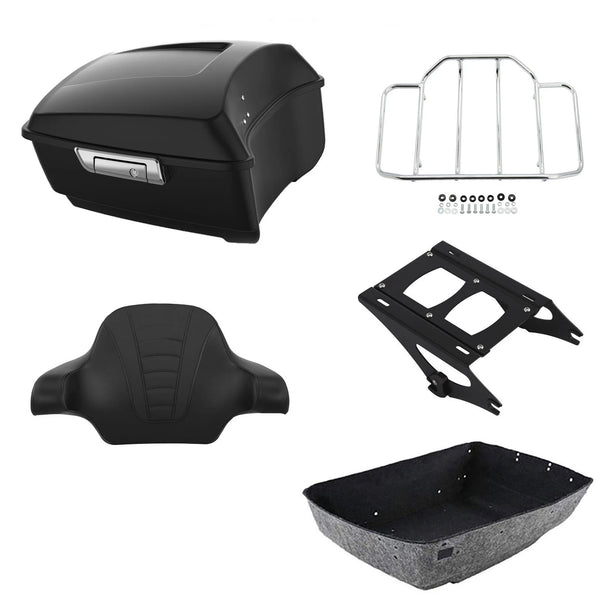 Matte Black King Trunk Backrest Rack Mount Fit For Harley Cvo Street Glide 14-26