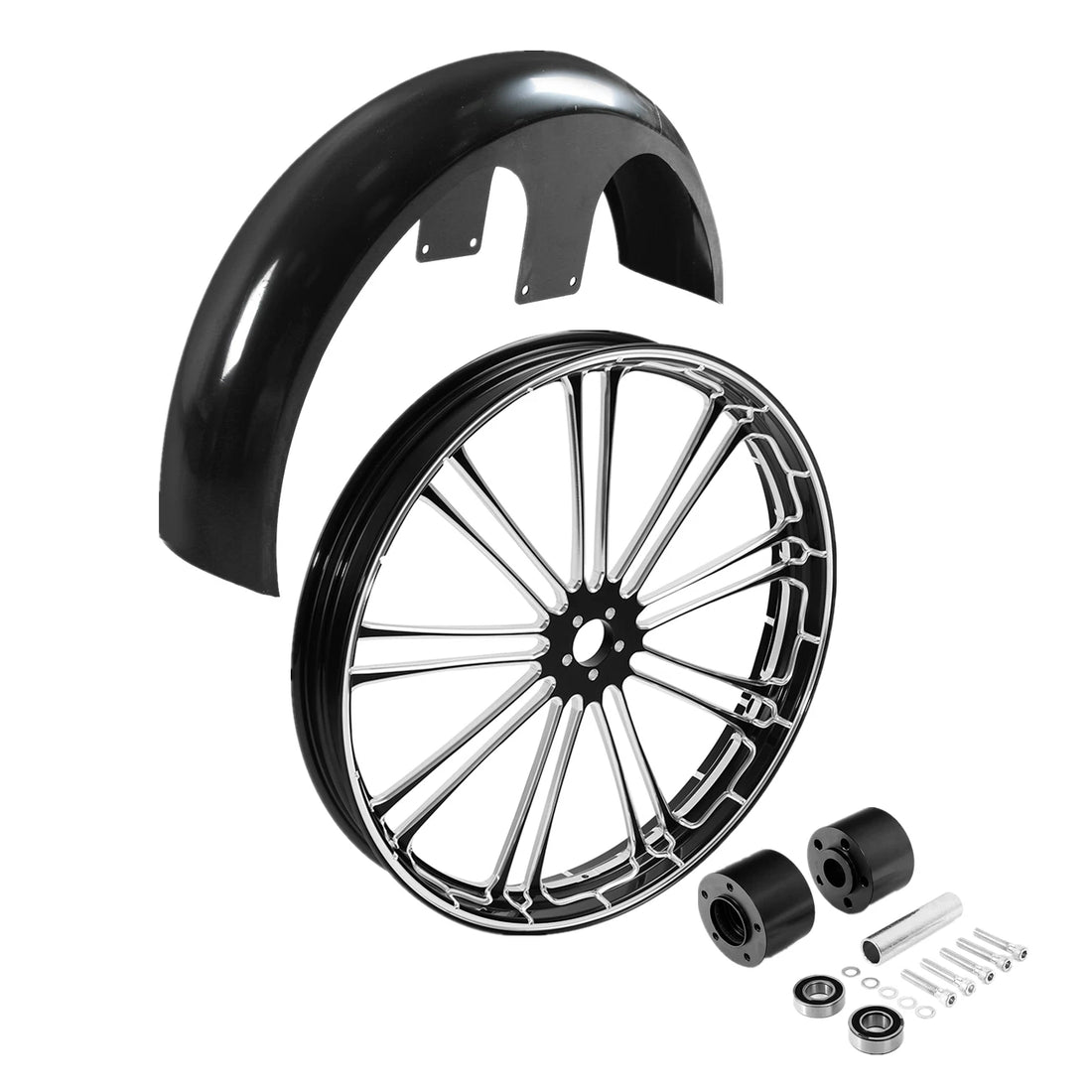 26" Front Wheel Rim Dual Hub & Fender Fit For Harley Touring Road King 1997-2013