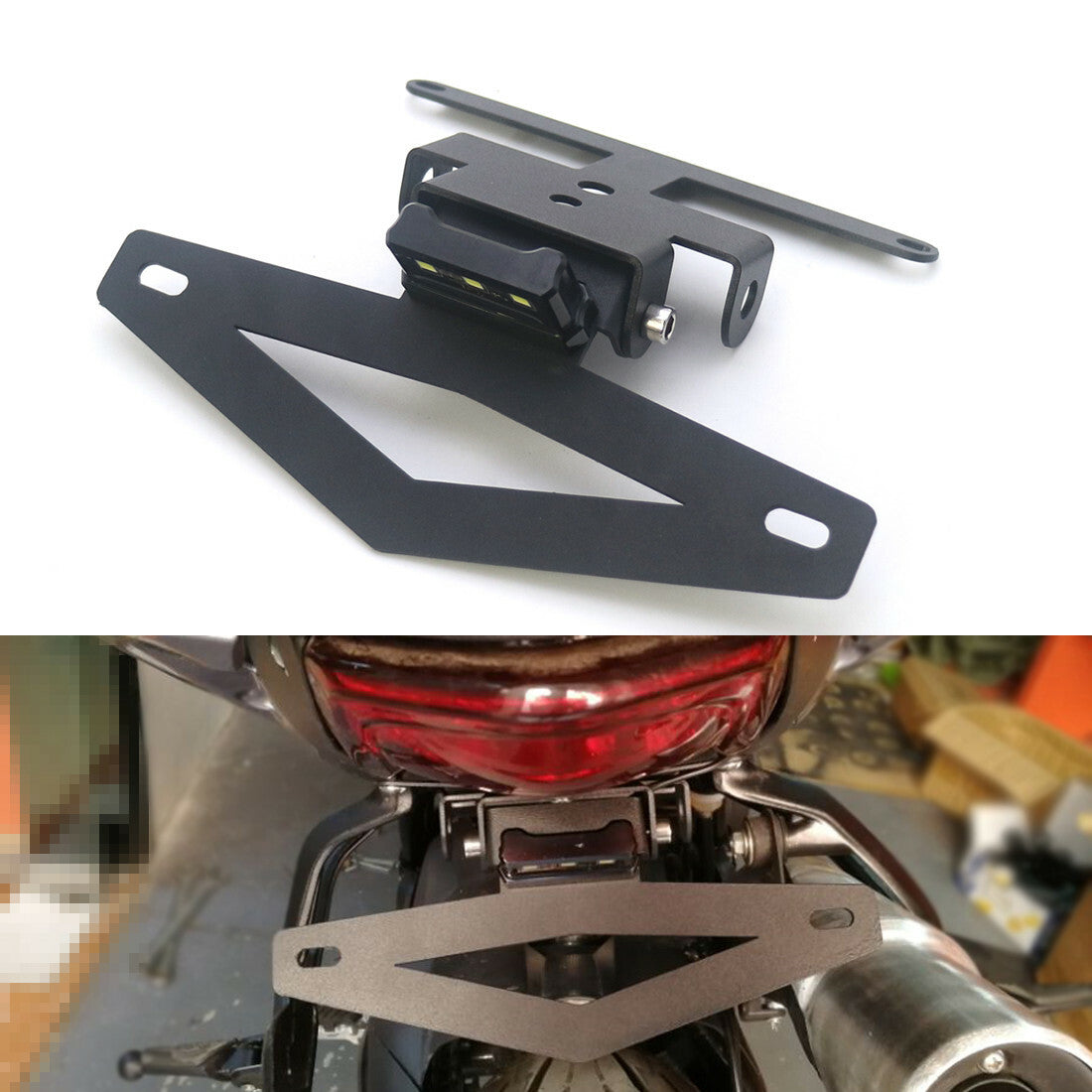 Black Tail Light Mount LED License Plate Light Bracket Holder For Benelli 752s