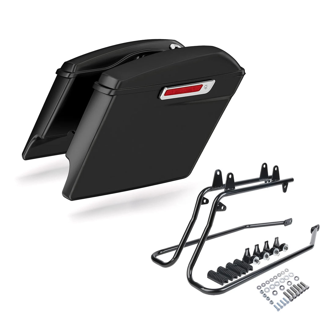 5" Stretched Saddlebags & Conversion Bracket Fit For Harley Softail Fatboy 86-17