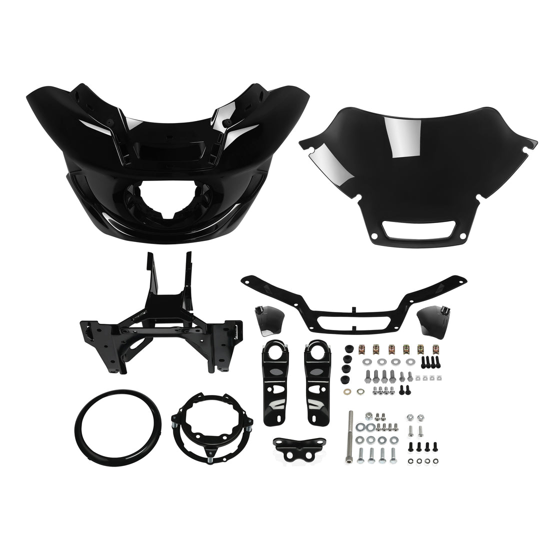 Black Headlight Fairing Windshield Mount Bracket Fit For Harley Low Rider ST 22+