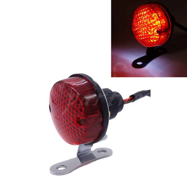 Chrome LED Vintage Tail Brake Rear Running Light F Cafe Bobber Cruiser Chopper
