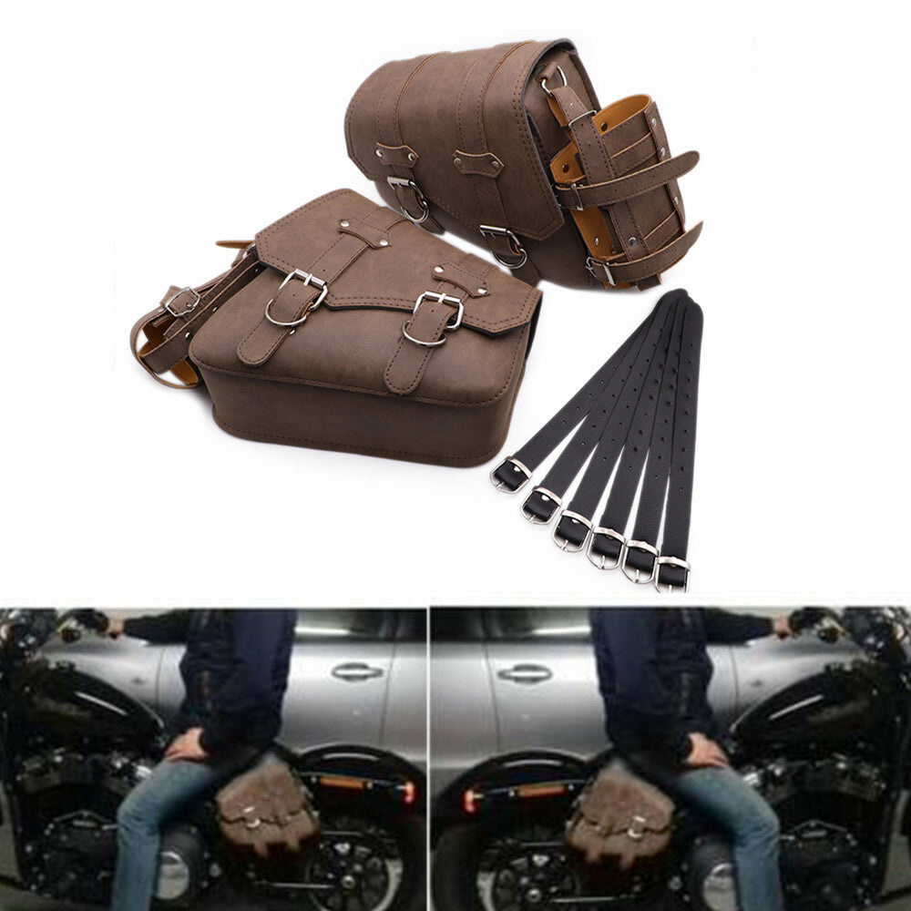 Retro Saddlebag Saddle Side Bag With Drink Holder Bag For Harley Sportster XL883