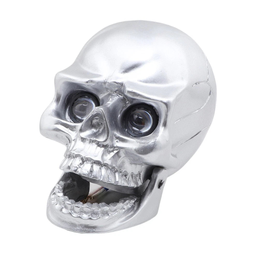 Motorcycle Silver LED Skull Headlight Lamp For Harley Choppers Cruiser Custom