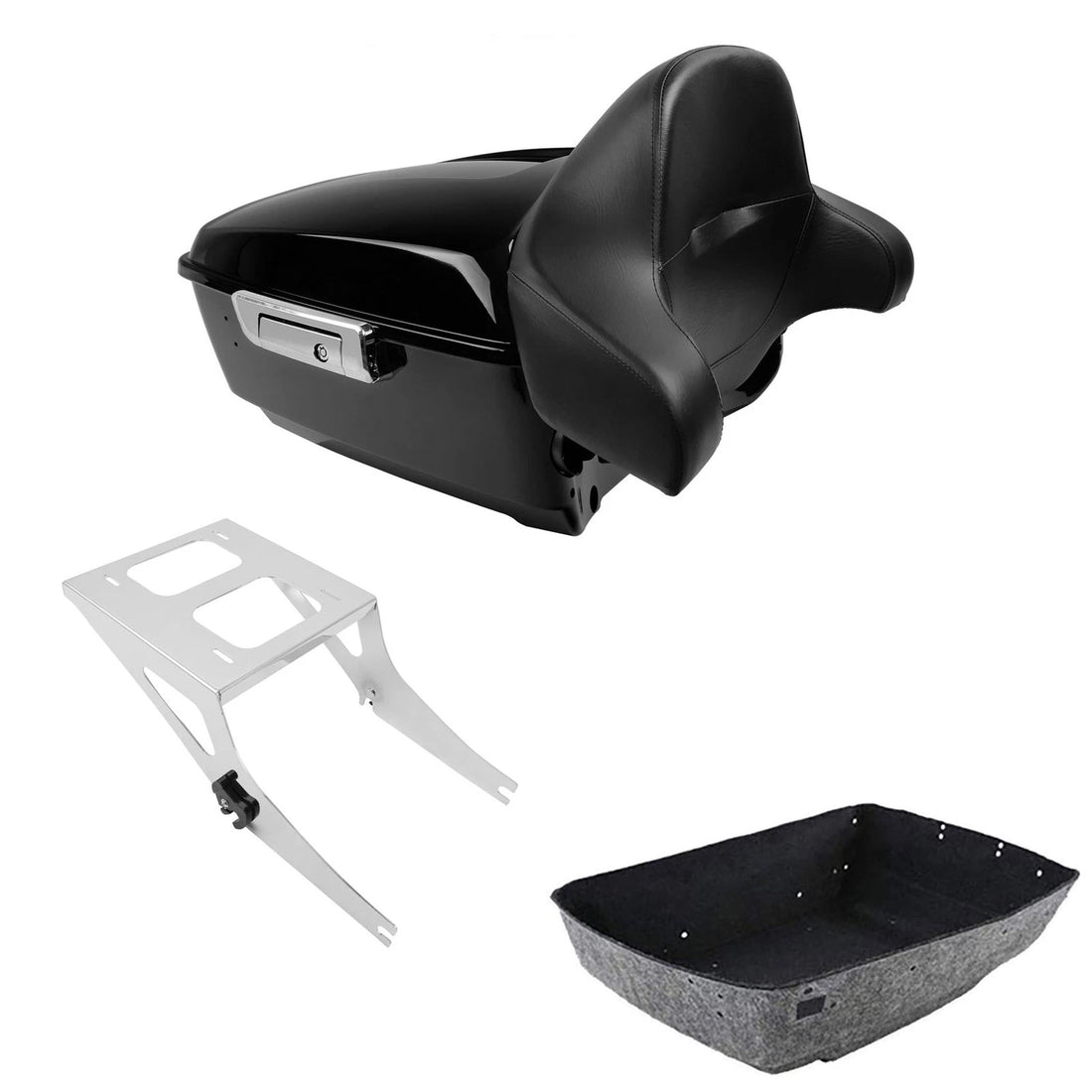 King Trunk Luggage Backrest Two-Up Mounting Rack Fit For Harley Fat Boy 2008-17