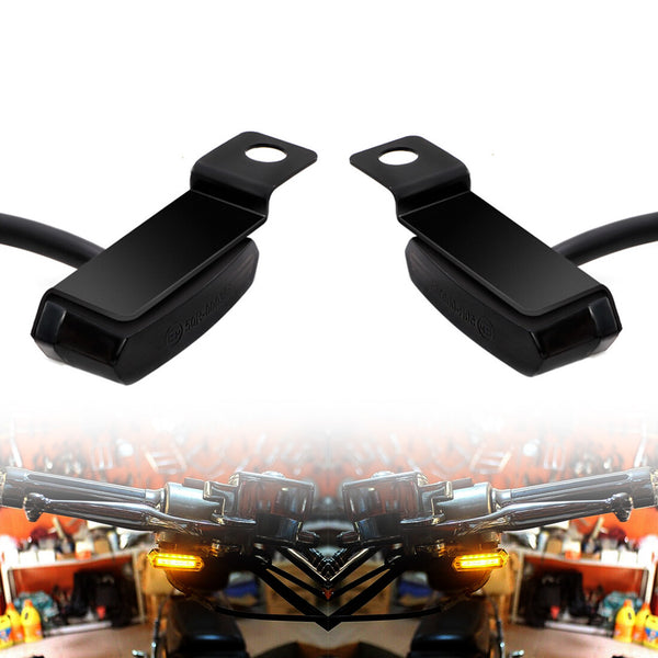 12V Black Mini LED Brake Clutch Lever Mount Flowing Water Turn Signal Light