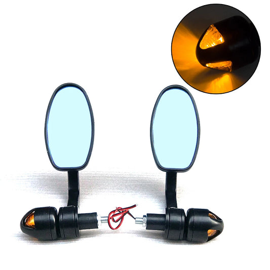 7/8" 22mm Rear View Handle Bar End Side Rearview Mirror W/ Turn signal For Honda
