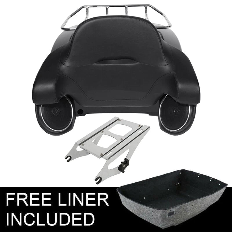 Matte King Trunk Backrest Speakers Mount Rack Fit For Harley Touring 2014-2026