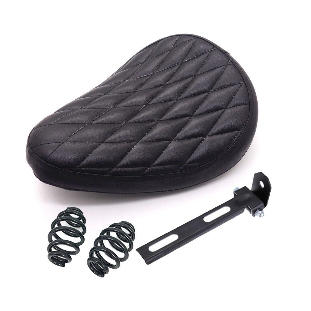 Black Diamond PU Leather Solo Seat Spring & Bracket For Harley Chopper Bobber