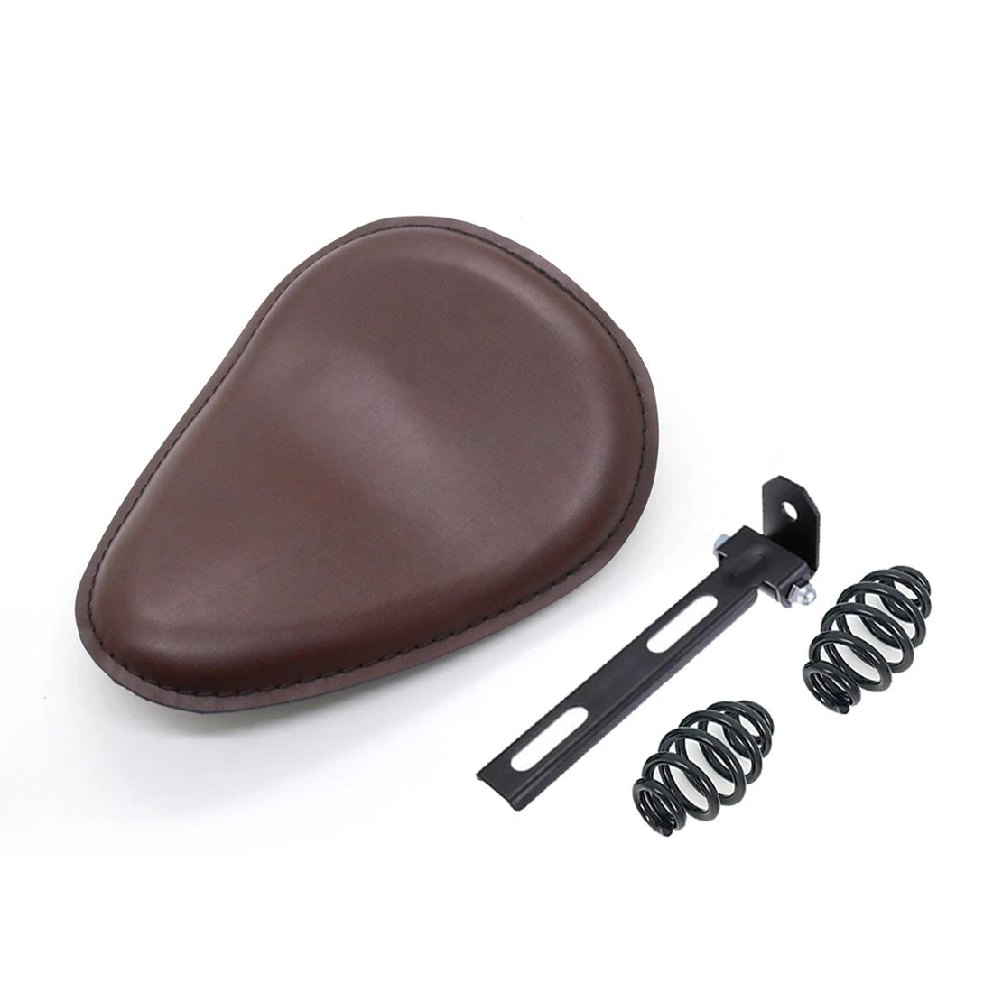 Brown PU Leather Solo Drive Seat Spring & Bracket For Harley Chopper Custom