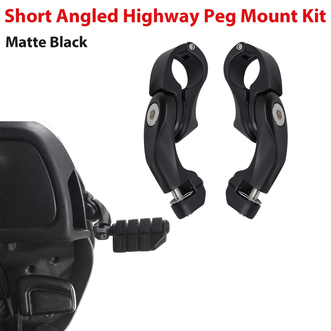 1-1/4" Highway Short Angled Peg Mount Kits Fit For Harley Touring Dyna Softail