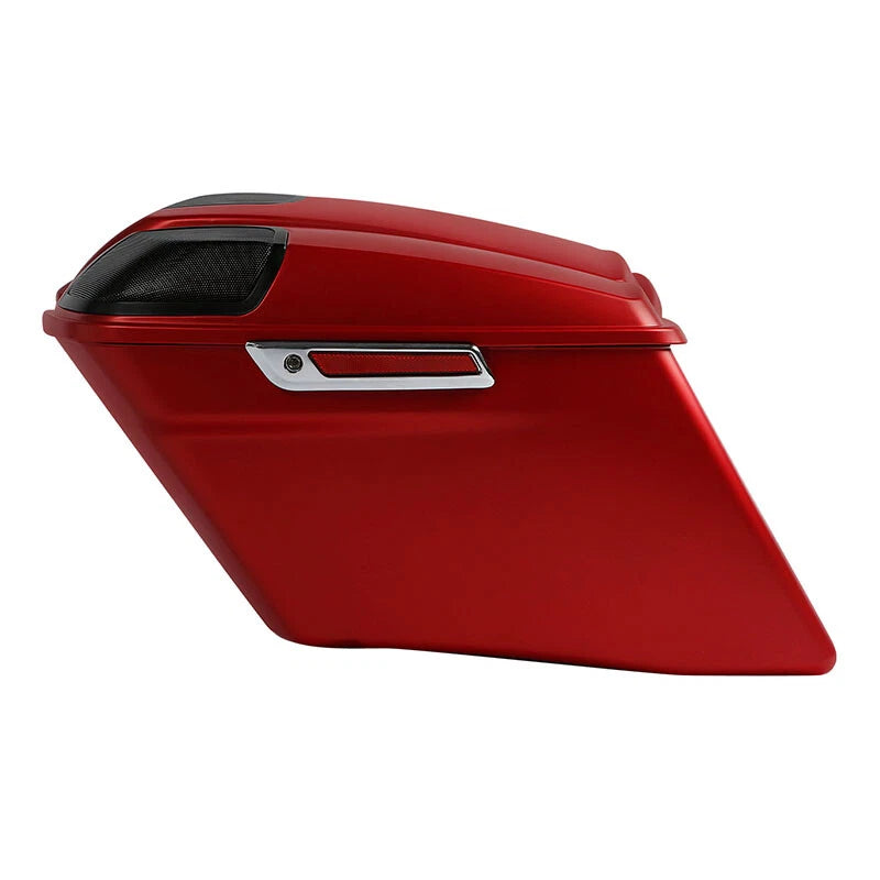 4" Stretched Saddlebags Fit For Harley Touring Road Glide 14-24 Wicked Red Denim