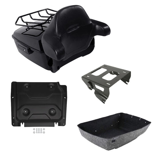 King Trunk Backrest Pad Solo Mounting Rack Plate Fit For Harley Road Glide 14-26