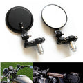 3" Round Black 7/8" Folding Handle Bar End Side Mirror Cafe Racer Bobber Custom