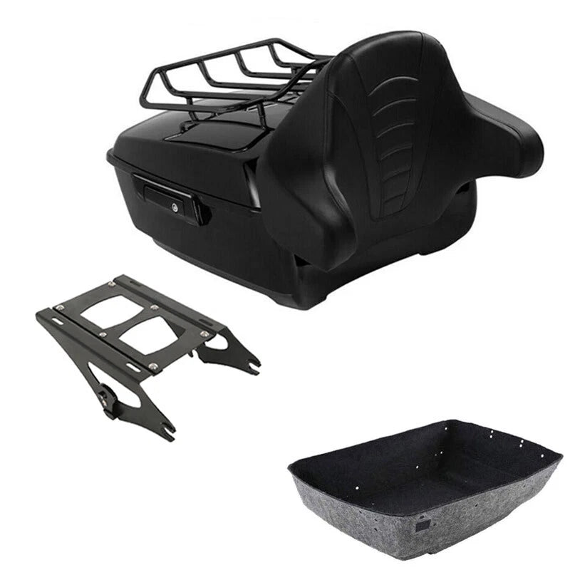 Black King Trunk Backrest Mount Rack Fit For Harley Road Street Glide 2014-2026