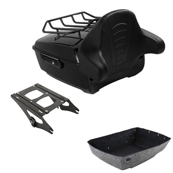 Black King Trunk Backrest Mount Rack Fit For Harley Road Street Glide 2014-2026