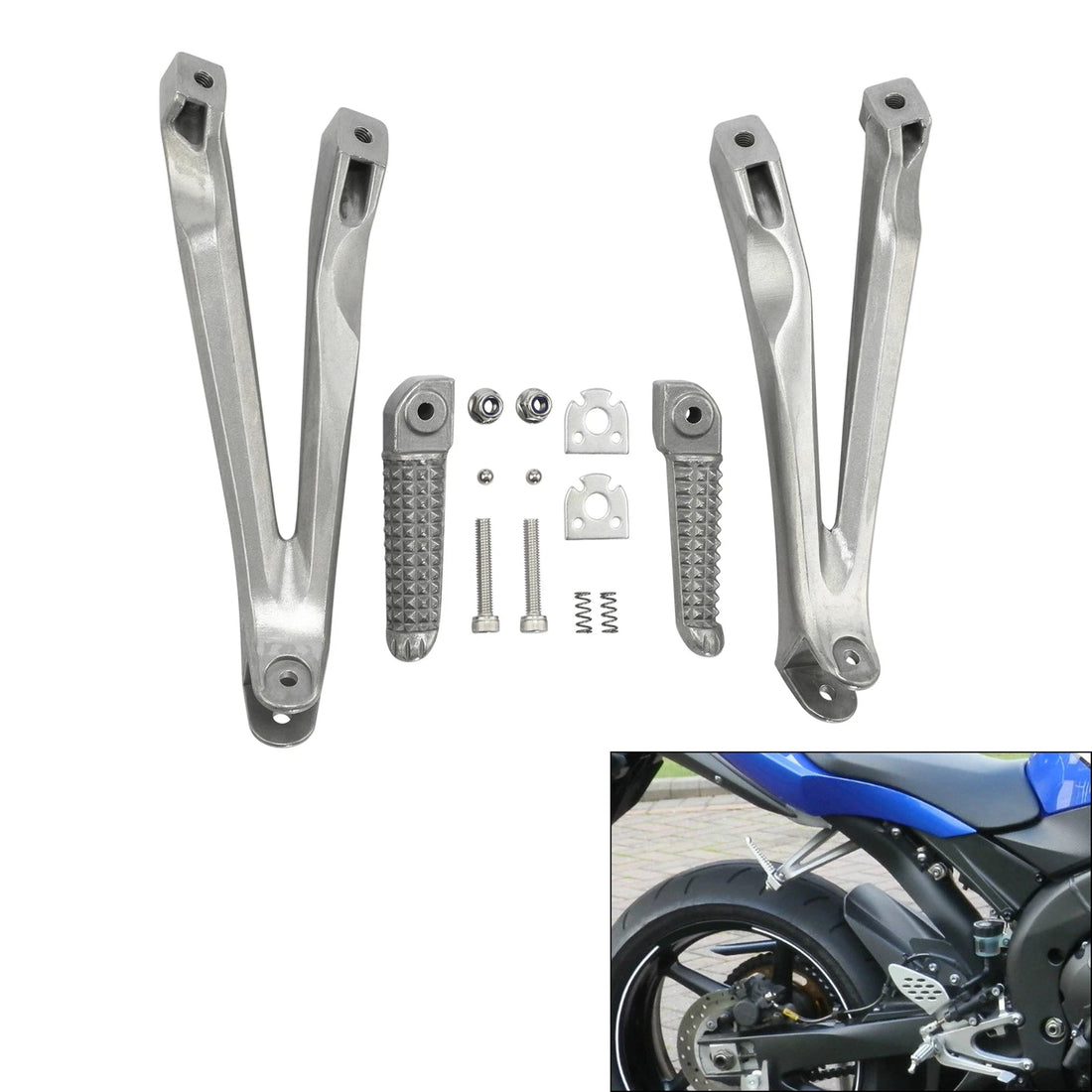 Silver Rear Passenger Footpegs Rest Bracket Fit For Yamaha Yzf R1 04-08