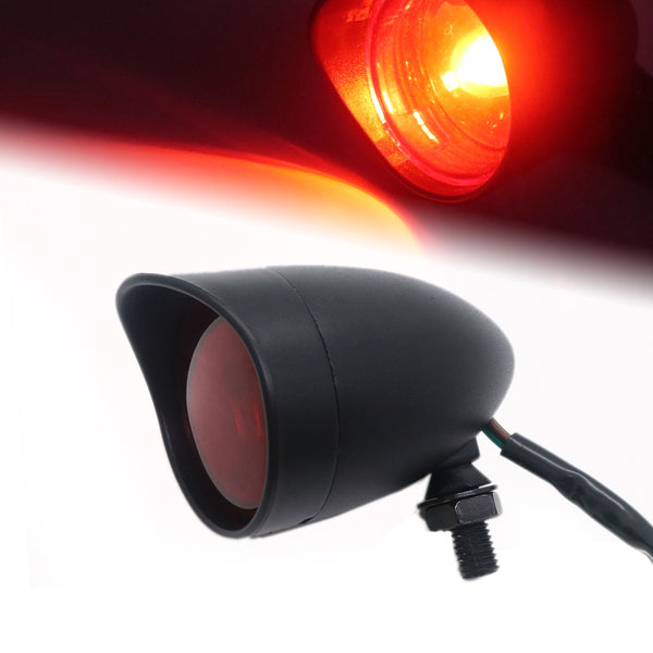 Motorcycle Black Bullet Rear Stop Tail Brake Light Cafe Racer Bobber Chopper