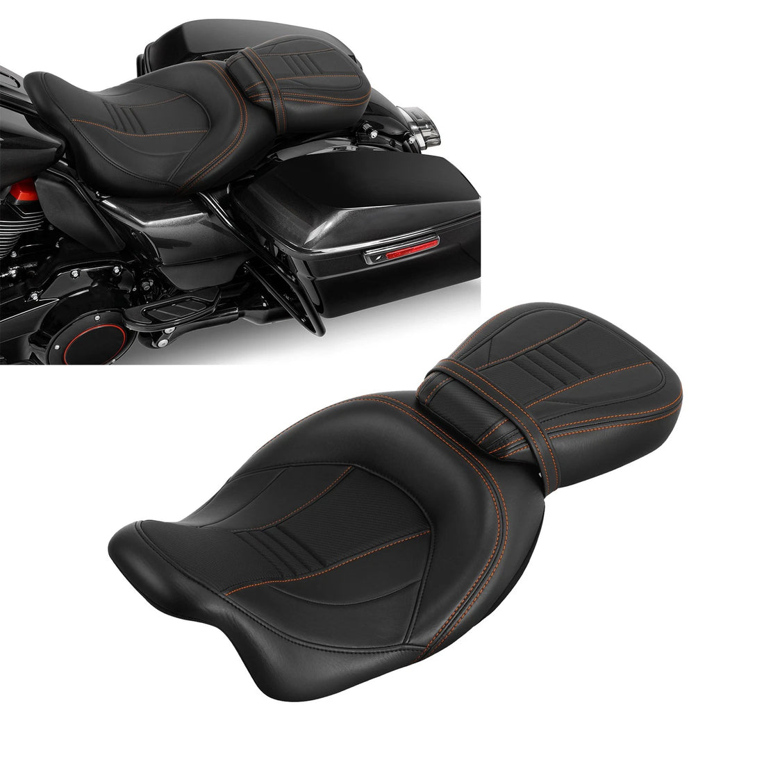 Low-Profile Driver+Passenger Seat Fit For Harley Davidson Road Glide 2009-2023