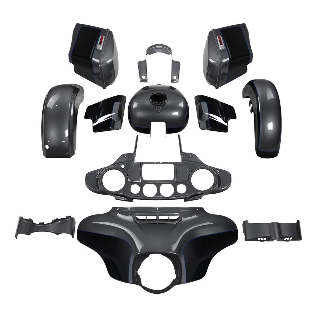 Fairings Fit For Harley Street Glide 14-23 Gauntlet Gray Metallic/Vivid Black