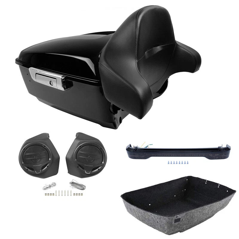 King Trunk Backrest Pad Speakers LED Light Fit For Harley Cvo Road Glide 14-2026