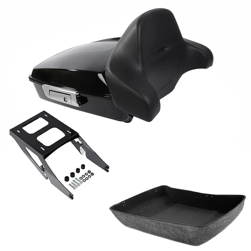 Black Chopped Trunk Backrest Mount Rack Fit For Harley Sport Glide 2018-2021 19