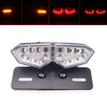 Motorcycle Clear LED Tail Brake Turn Signal License Plate Integrated Light