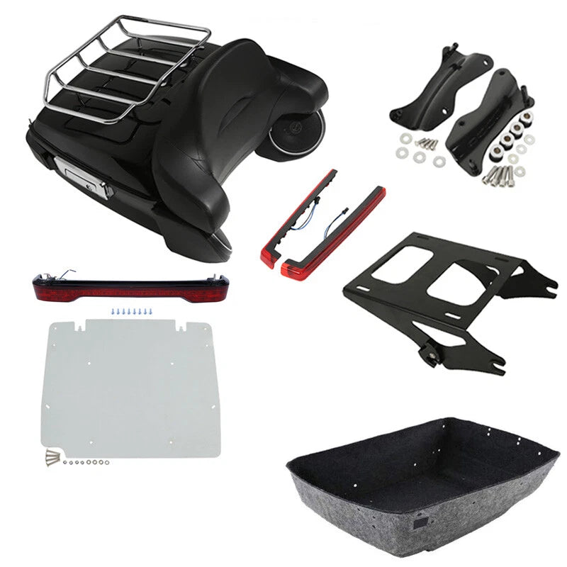 King Trunk Backrest Rack Light Speakers Mount Fit For Harley Touring 2014-2026