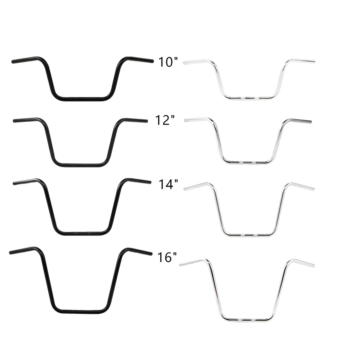 Chrome/Black 10/12/14/16" Ape Hanger 1" Custom Handlebars Fit For Harley Flst
