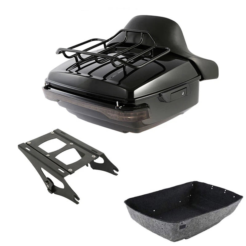 King Trunk Backrest Mount Rack Light Fits For Harley Touring Road Glide 14-2026
