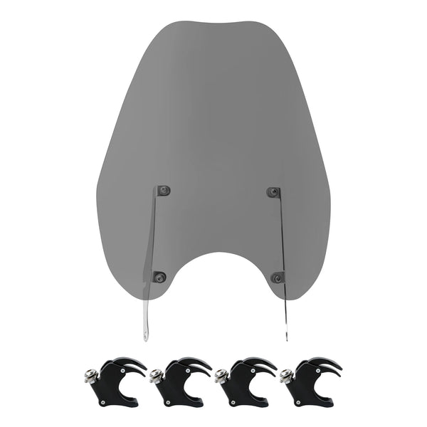 Smoke Windshield Windscreen & 49mm Clamps Fit For Harley Dyna Street Bob 2006-17