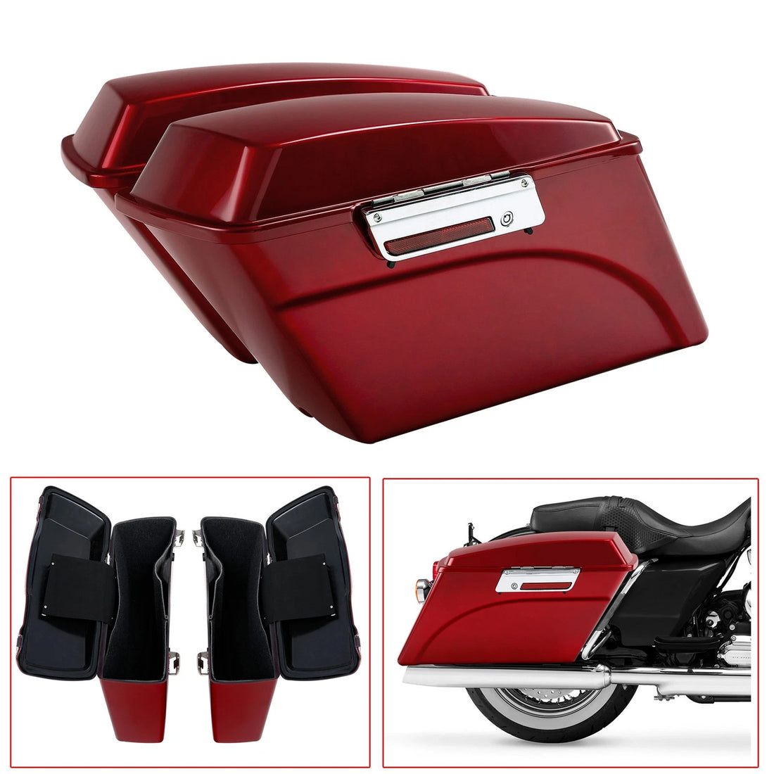 Red Hard Saddlebags Saddle Bags Fit For Harley Touring Street Road Glide 94-13