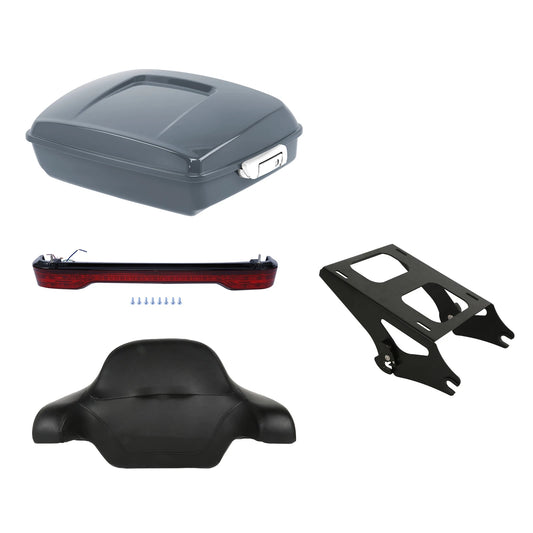 Chopped Trunk Backrest Mount Light Fit For Harley Touring 2014-2026 Gunship Gray