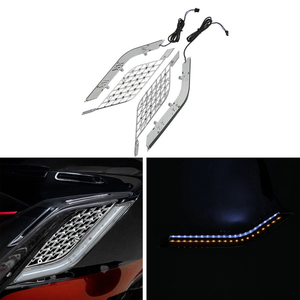 LED Light Radiator Grilles w/ Mesh Fit For Honda Goldwing 1800 18-25