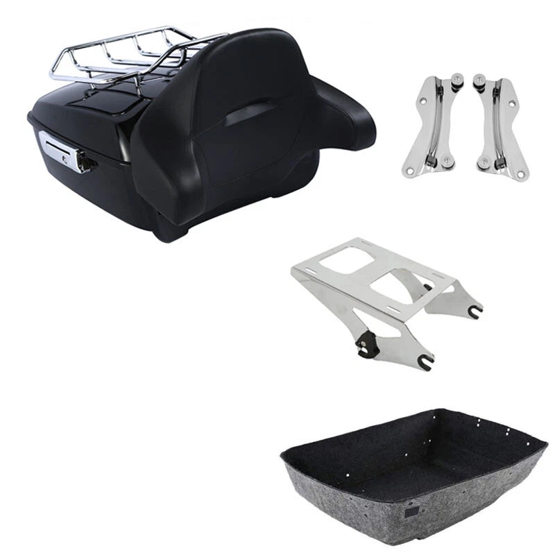 King Trunk Backrest Pad Rack Mount Docking Fit For Harley Touring Models 2014-26