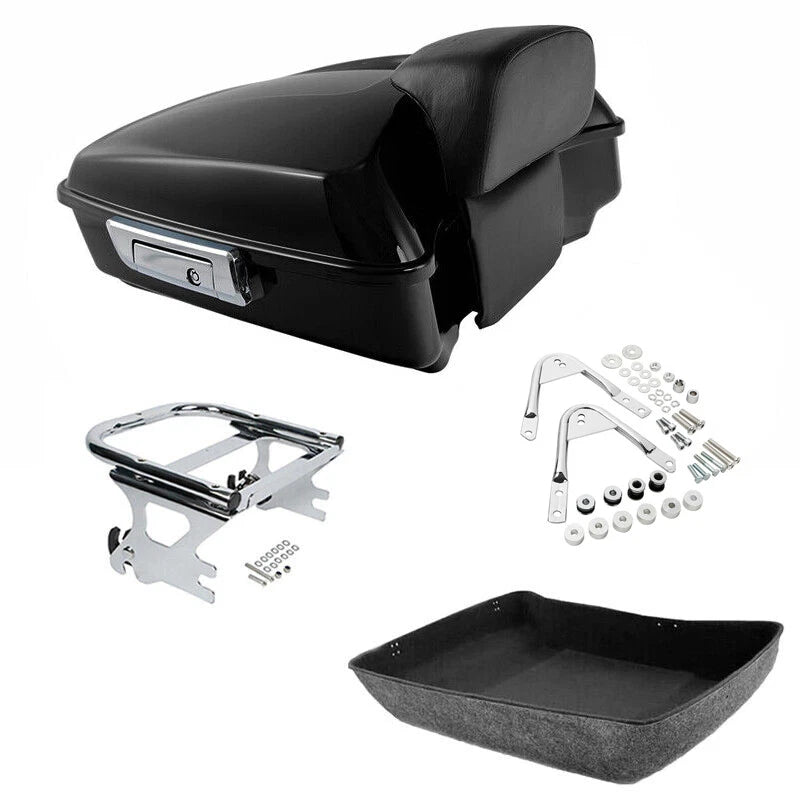 Black Chopped Trunk Backrest Mount Docking Kit Fit For Harley Touring 97-08
