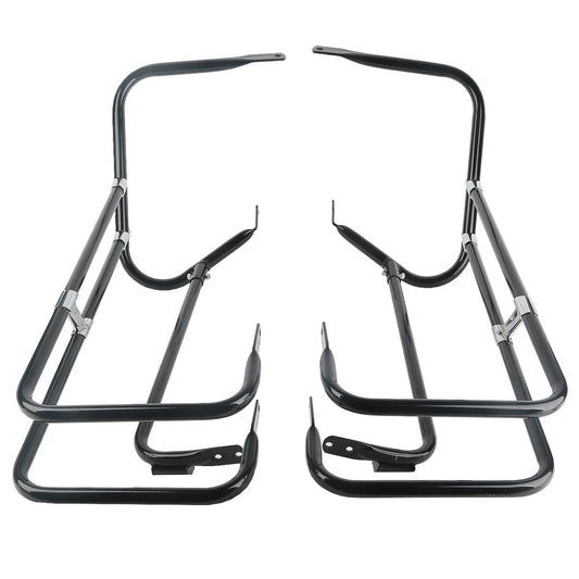 Black Saddlebag Guard Rail Mounts Bracket Fit For Harley Street Glide Flhx 97-08