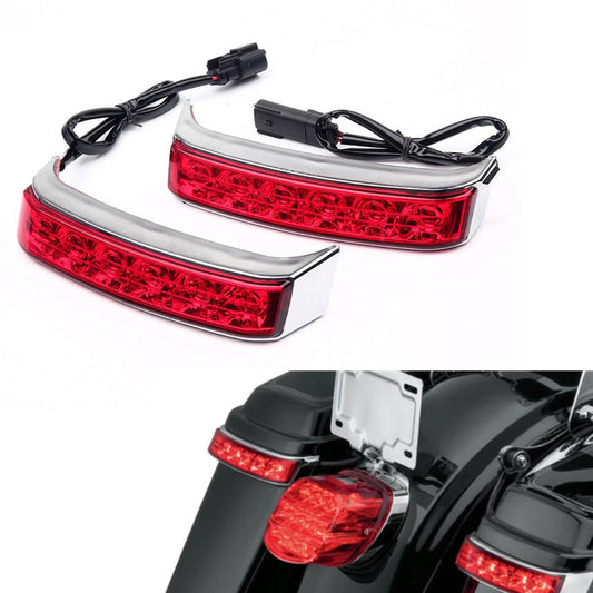 Chrome Saddlebag Tail Run Brake Turn Light LED Len For Harley Street Glide 14-17